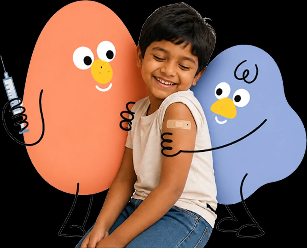 Hoo and Laa with child